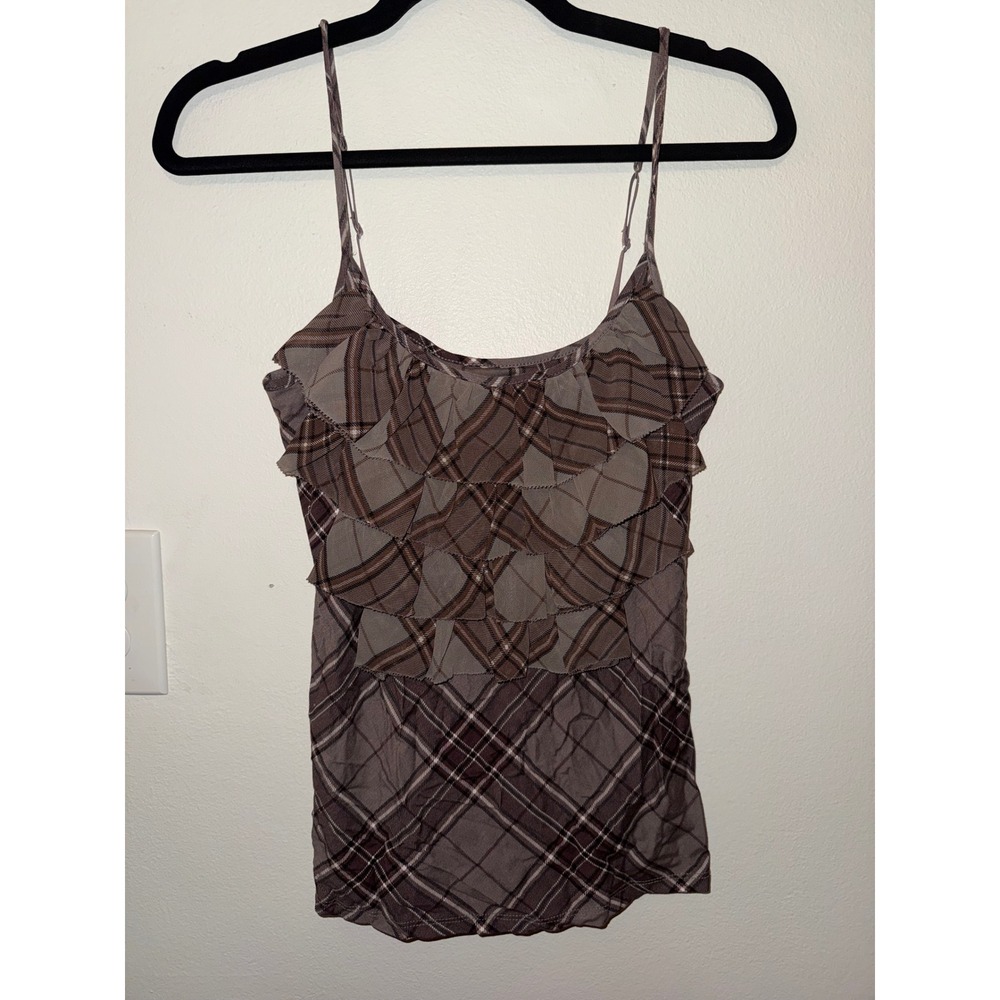 New York & Co Plaid Ruffle Tank Top NWT Y2K